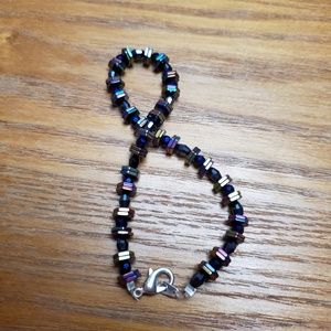 Handmade glass beaded bracelet, oil color